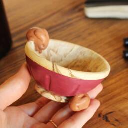 Bunny Rabbit Tea Cup Candle Holder - Handmade Tealight Dish - thumbnail 2