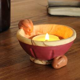 Bunny Rabbit Tea Cup Candle Holder - Handmade Tealight Dish - thumbnail 4