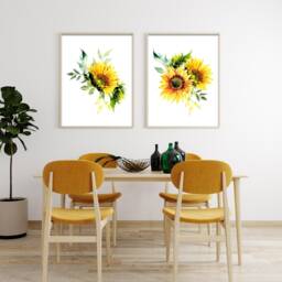 Watercolor Sunflowers Art Print Floral Wall Decor - thumbnail 3