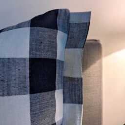 Navy Blue Check Gingham Cushion Cover Modern Cottage Farmhouse Decor Pillow Handmade UK - thumbnail 2