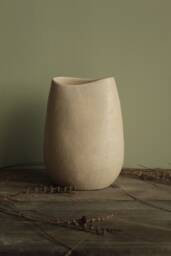 White Stoneware Vase 2, Handmade Ceramic Decorative Vase, Home Decor Interior Art Flower Design - thumbnail 1