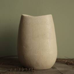White Stoneware Vase 2, Handmade Ceramic Decorative Vase, Home Decor Interior Art Flower Design - thumbnail 3