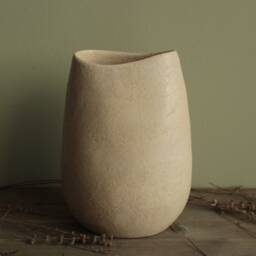 White Stoneware Vase 2, Handmade Ceramic Decorative Vase, Home Decor Interior Art Flower Design - thumbnail 2