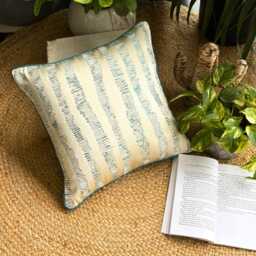Teal Blue Jacquard Silk, Striped Pattern, Modern Throw Pillow Cover/Euro Sham - Undecided - thumbnail 3