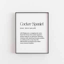 Cocker Spaniel Definition Print - Dog Lover Wall Art, Gift, Decor, Pet Cute Print, Room Gallery - thumbnail 1