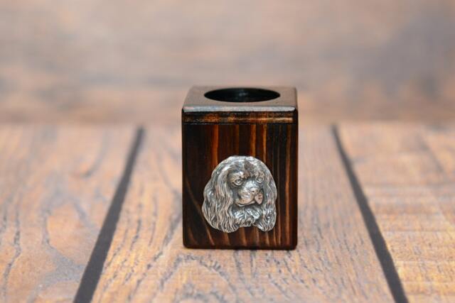 Cavalier King Charles Spaniel - Wooden Candlestick With Dog, Souvenir, Decoration, Limited Edition, Collection - image 1