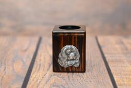 Cavalier King Charles Spaniel - Wooden Candlestick With Dog, Souvenir, Decoration, Limited Edition, Collection - thumbnail 1