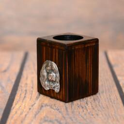 Cavalier King Charles Spaniel - Wooden Candlestick With Dog, Souvenir, Decoration, Limited Edition, Collection - thumbnail 2
