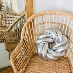 Silver & Gold Knot Pillow, Reversible Metallic Look Pillow Knot Cushion 2In1, Original Swedish Design - thumbnail 2