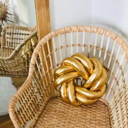 Silver & Gold Knot Pillow, Reversible Metallic Look Pillow Knot Cushion 2In1, Original Swedish Design - thumbnail 3