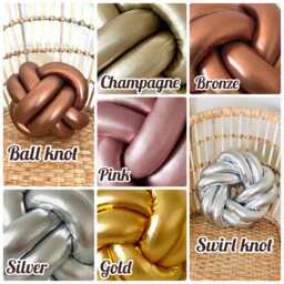Silver & Gold Knot Pillow, Reversible Metallic Look Pillow Knot Cushion 2In1, Original Swedish Design - thumbnail 4