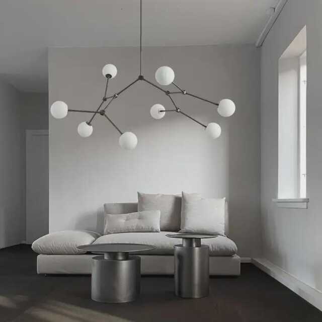 1950's Mid Century Style 8 Arm Brass With Glass Ball Sputnik Chandelier Light Branch Fixture Kingdomslightltd - image 1