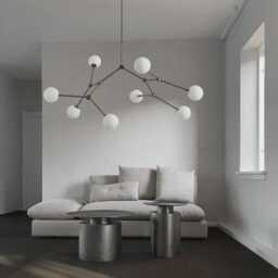 1950's Mid Century Style 8 Arm Brass With Glass Ball Sputnik Chandelier Light Branch Fixture Kingdomslightltd - thumbnail 1