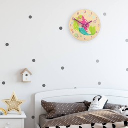 Children Wall Clock - Mermaid With Personalizen Name, Numbers, Gift, Green, Pink. Blue Clock, Kids Girls - thumbnail 3