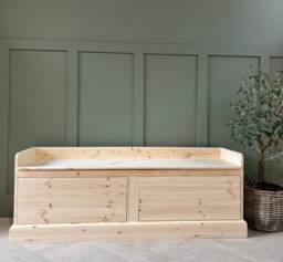 5Ft Wide, Unpainted Hall Storage Bench, Shoe Backless Monks Bench With Drawers - thumbnail 1