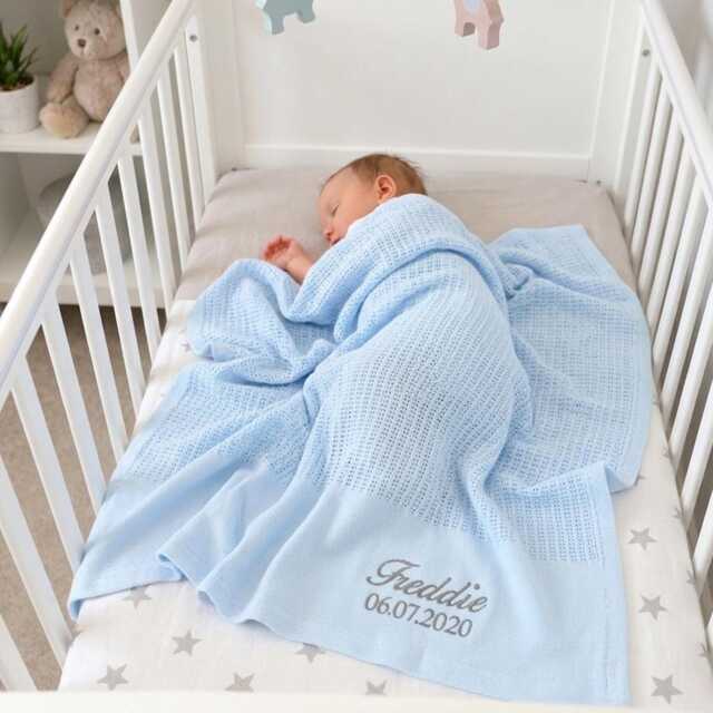 Personalised Blue Cellular Baby Blanket - image 1
