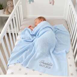 Personalised Blue Cellular Baby Blanket - thumbnail 1