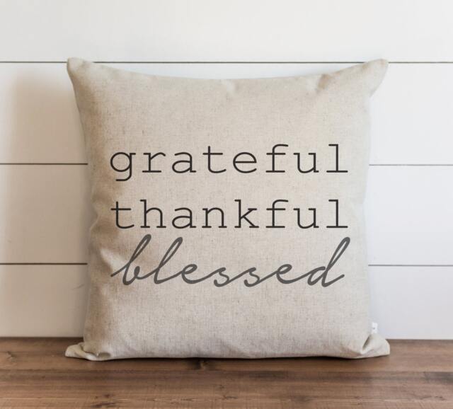 Grateful. Thankful. Blessed 20 X Pillow Cover // Everyday Thanksgiving Throw Gift Accent Cushion - image 1
