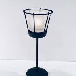 Black Wrought Iron Decorative Candle Stand With Glass Candleholder - Giftable - thumbnail 4