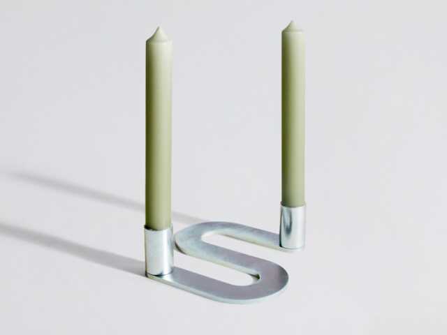 Modern Brutalist Silver Metal Candlestick Holder - Handmade in England - image 1