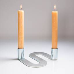 Modern Brutalist Silver Metal Candlestick Holder - Handmade in England - thumbnail 3
