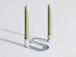 Modern Brutalist Silver Metal Candlestick Holder - Handmade in England