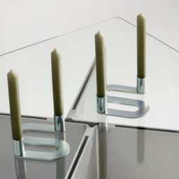 Modern Brutalist Silver Metal Candlestick Holder - Handmade in England - thumbnail 4