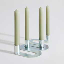 Modern Brutalist Silver Metal Candlestick Holder - Handmade in England - thumbnail 2