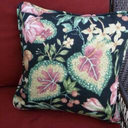 Floral Outdoor Pillow Cover - Pink Botanical Motif - thumbnail 3