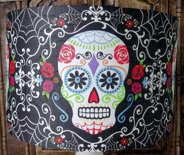 Mexican Day Of The Dead Lampshade, Lamp Shade, Shabby Chic, Gothic Skull, Free Gift - image 1