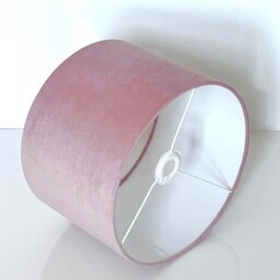 New High Quality Upholstery Velvet Fabric Lamp Shade Pendant Light Drum Shape Blush Pink - thumbnail 3