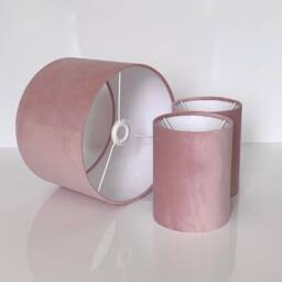 New High Quality Upholstery Velvet Fabric Lamp Shade Pendant Light Drum Shape Blush Pink - thumbnail 2