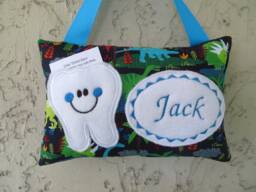 Personalized Tooth Fairy Pillow, Children's Keepsake, Custom Holder, Kids Gift, Dinosaur Pillow - thumbnail 1