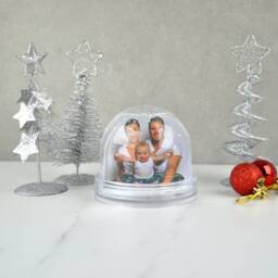 Personalised Christmas Snow Globe Glitter Photograph Frame, New Baby, 2025 Photo Memories Gift, Newborn Grandparent Gift - thumbnail 3