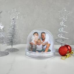 Personalised Christmas Snow Globe Glitter Photograph Frame, New Baby, 2025 Photo Memories Gift, Newborn Grandparent Gift