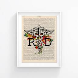 Registered Dietitian Print, Graduation Gift, Caduceus Illustration, Rd Grad, Vintage Book Print163 - thumbnail 2