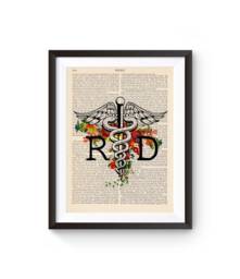Registered Dietitian Print, Graduation Gift, Caduceus Illustration, Rd Grad, Vintage Book Print163 - thumbnail 1