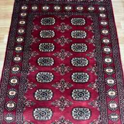 3x6 Red Color Bokhara Rug - 0.90x1.85 Bedroom Luxury Area Turkish Fine Quality Afghan - thumbnail 3