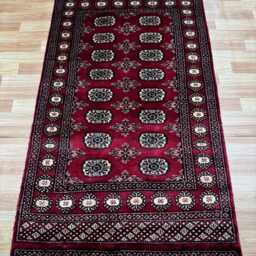 3x6 Red Color Bokhara Rug - 0.90x1.85 Bedroom Luxury Area Turkish Fine Quality Afghan - thumbnail 2