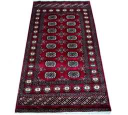 3x6 Red Color Bokhara Rug - 0.90x1.85 Bedroom Luxury Area Turkish Fine Quality Afghan - thumbnail 1