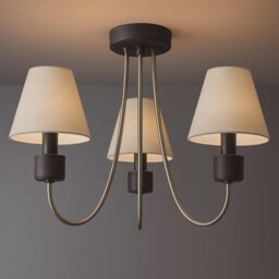 Chocolate Leather Effect 3-Arm Pendant Light With Coolie Shades - Ambient Dining Room Lighting - thumbnail 4