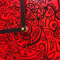Vampire Red Goth Clock - Hand Painted Original & Black Home Decor Made From Vinyl Record - thumbnail 3
