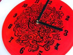 Vampire Red Goth Clock - Hand Painted Original & Black Home Decor Made From Vinyl Record - thumbnail 1