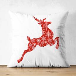 Christmas Suede Cushion Covers With Red Reindeers On White Background - Double Sided Printed Soft Multi-Sizes Oeko-Tex?? Standards - thumbnail 3