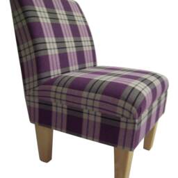 Bedroom Chair On Wooden Beech Coloured Legs - Kintyre Grape Tartan Fabric - thumbnail 2