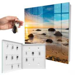 West Coast Key Cabinet For Home, Blue Industrial Box, Photographic Landscapes, Nature Lovers - thumbnail 2