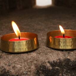 Handmade Brass Tea Light Holder Set - Solid Votive Candle Decor - thumbnail 2