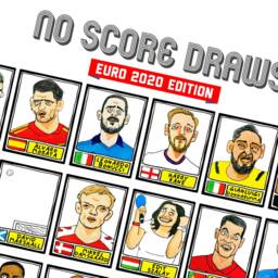 Euro 2020 - No Score Draws Edition A3 Print Of 36 Wonky Hand-Drawn Panini-style Doodles Cheapskate Football Art - thumbnail 2
