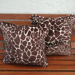 Giraffe Pillows, Exotic Pillows With Trim, Animal Print Pillows, Brown Leather Pillow, Luxury Toss Lumbar Pillow - thumbnail 3