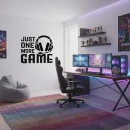 Just One More Game Gaming Sticker Decal Gamer Wall Art Decor Decoration Gift